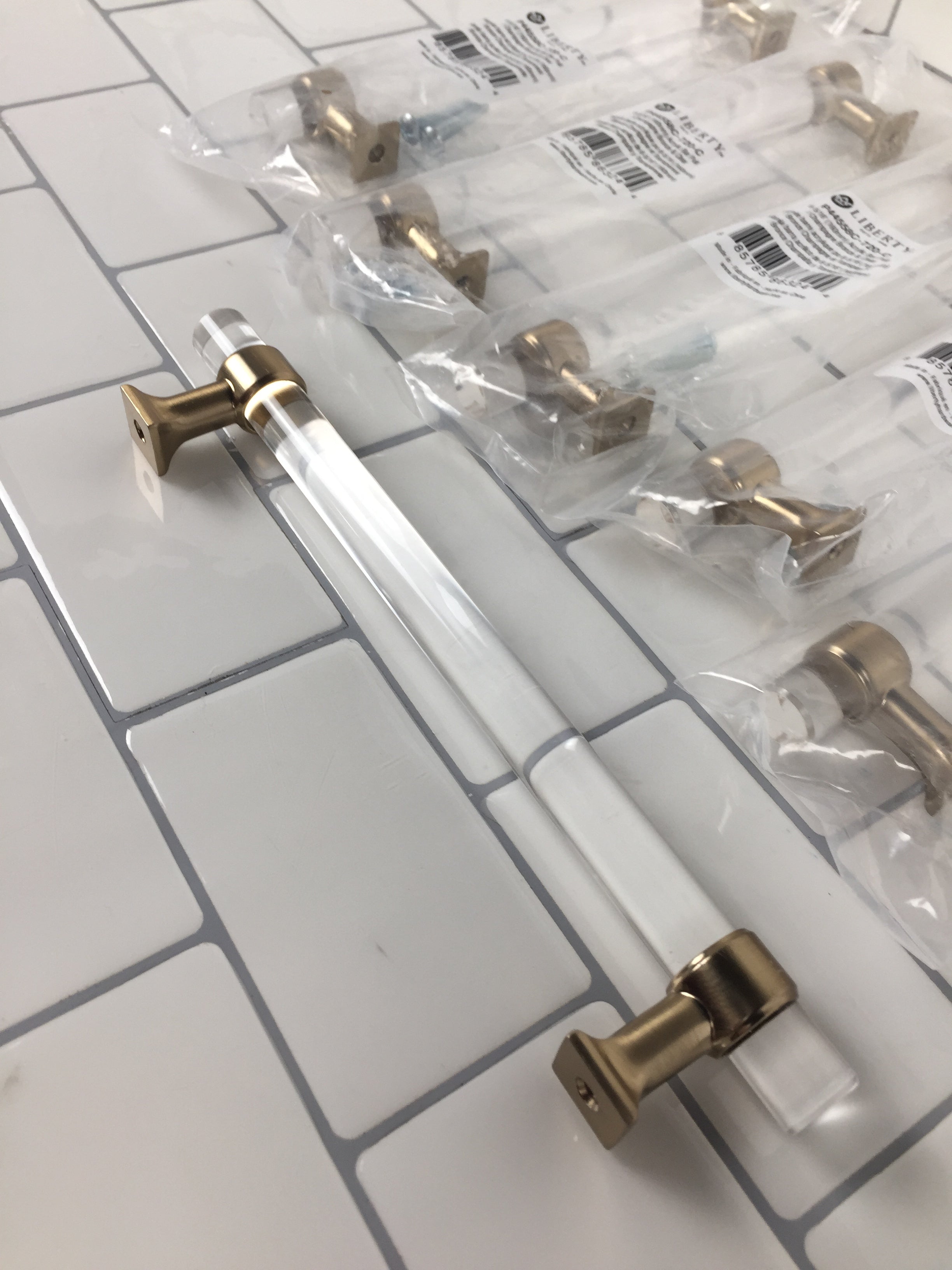 Acrylic Bar 6-5/16 in. Champagne Bronze and Clear Acrylic Drawer Pull (7443437617390)